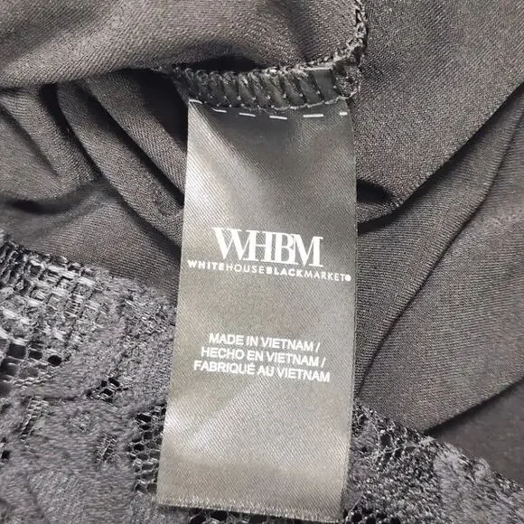 NWT WHBM Lace Blouse Black Size 2 Sheer Feminine Romantic Top - Picture 10 of 14